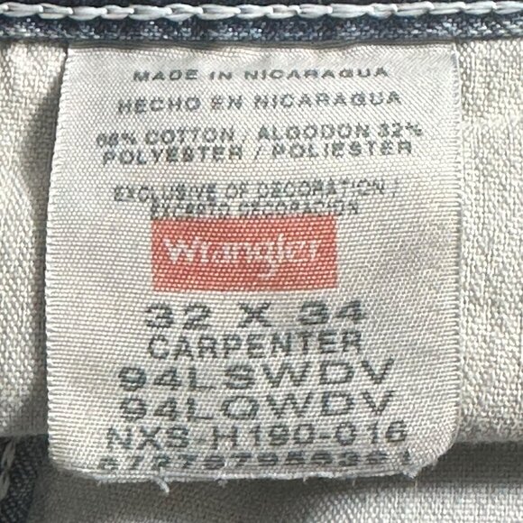 Authentic Issue Thrashed Wrangler Mens Relaxed Denim Carpenter Jeans SZ 32x34 - Picture 13 of 16